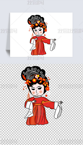 京剧旦角花旦人物唱京戏卡通手绘