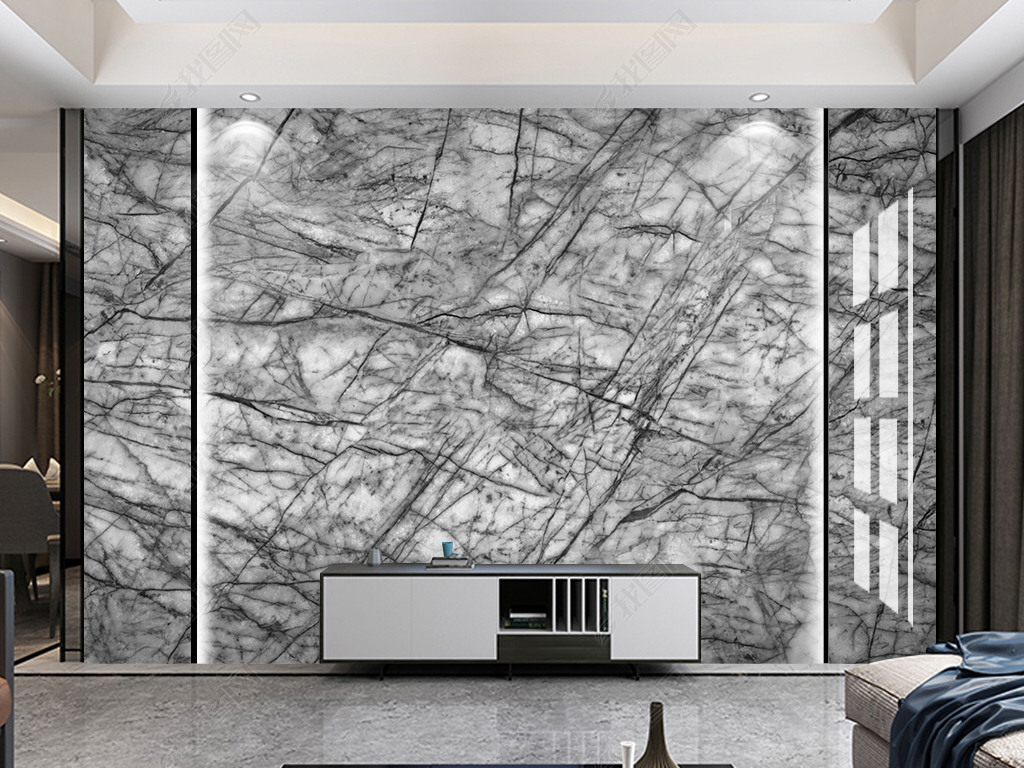 原创现代黑白灰大理石纹背景墙版权可商用