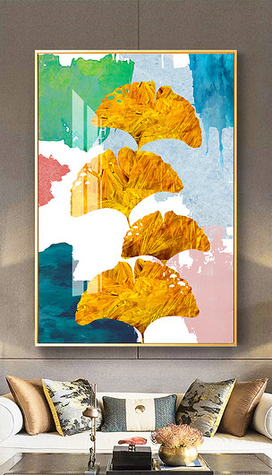 创意抽象银杏叶装饰画