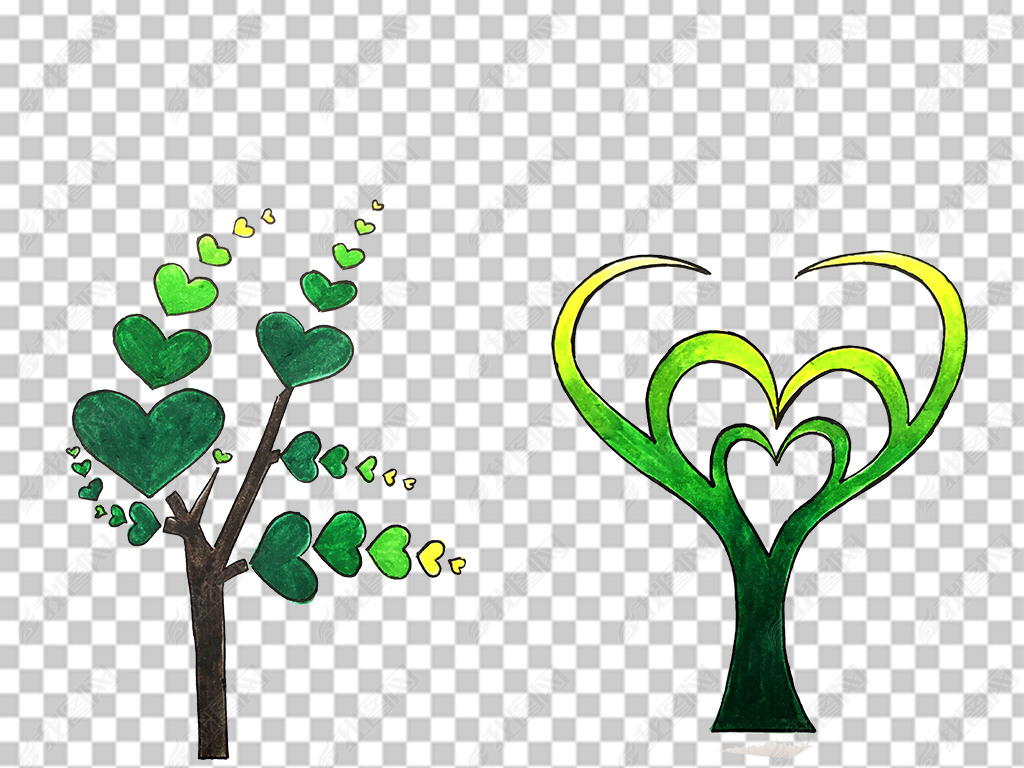 卡通手绘爱心树png