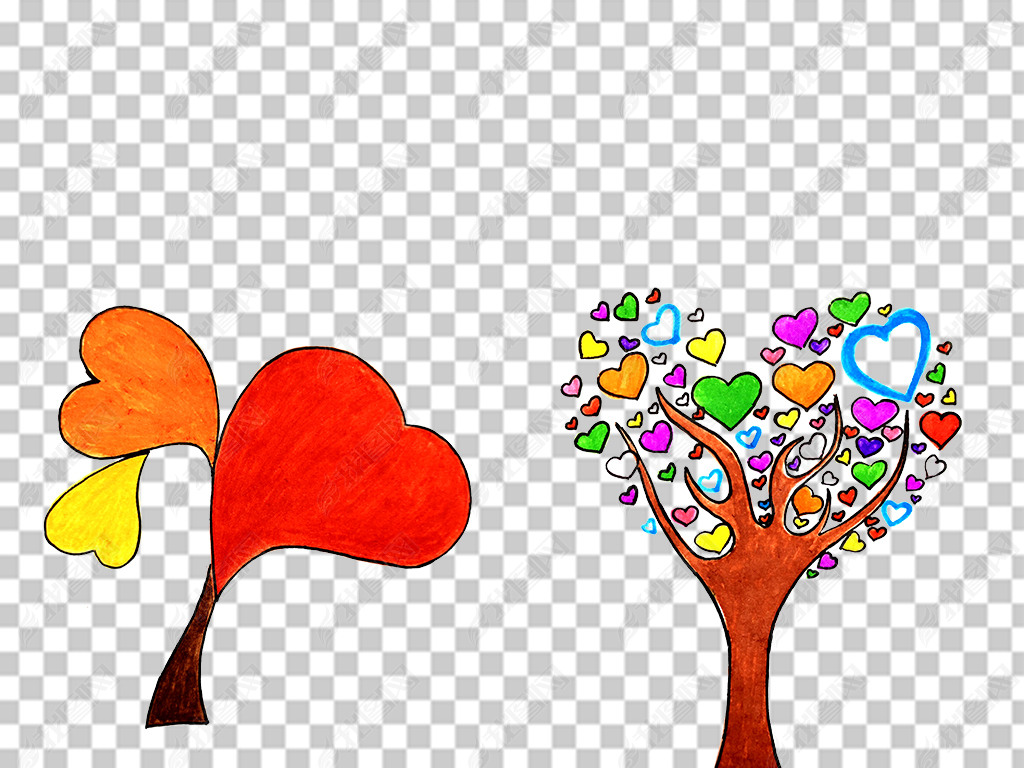 卡通手绘爱心树png