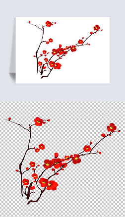 中国风简笔画免抠元素|中国风梅花花瓣简笔画png素材免扣元素