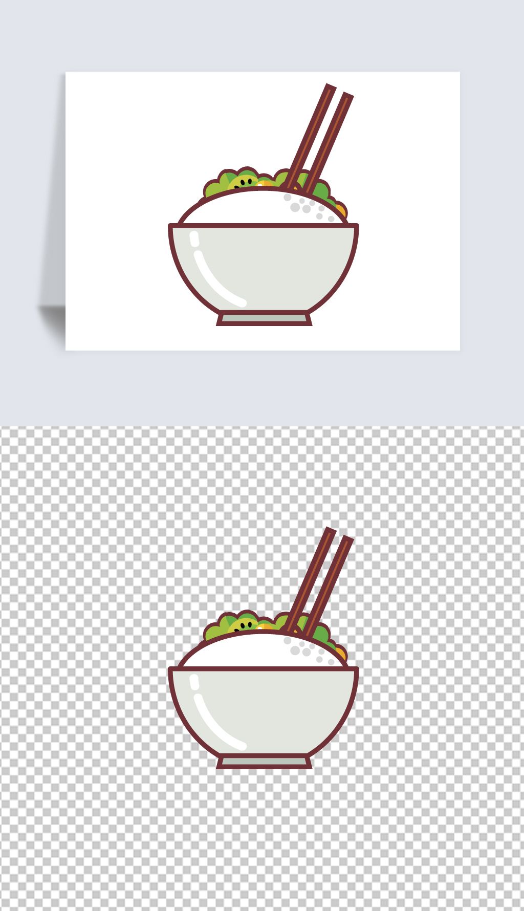 健康饮食高清免抠卡通素材食品安全设计元素一碗白米饭png图片