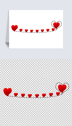 爱心花纹花边免抠元素|红色爱心花边分割线