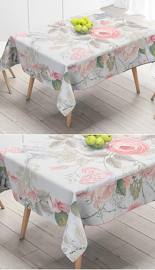 北欧粉红水彩花卉花朵餐桌布茶几台布艺图案下载-编号23238169-桌布