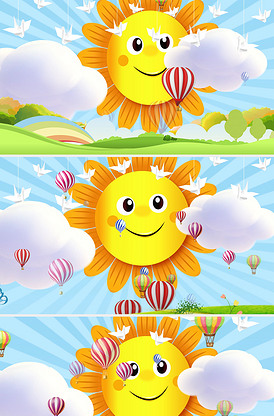 可爱卡通背景向快乐出发led背景视频