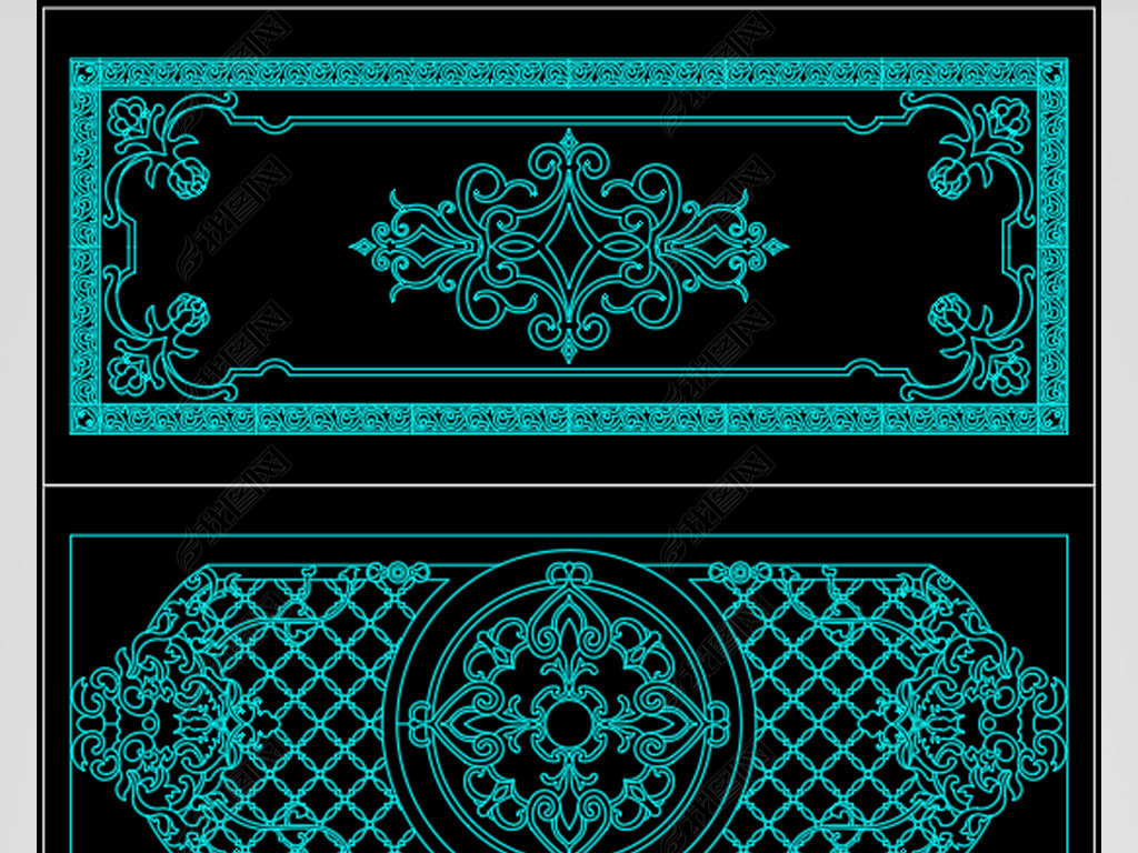 过道门头石拼花大理石水刀图案CAD图库