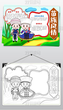 创苗族小报民族风俗旅游手抄报电子小报设计