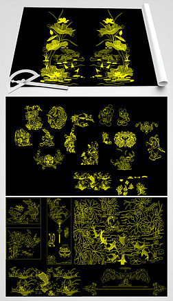 文泰图库 荷花全屋定制cad图纸|荷花植物花朵cad平立面图库