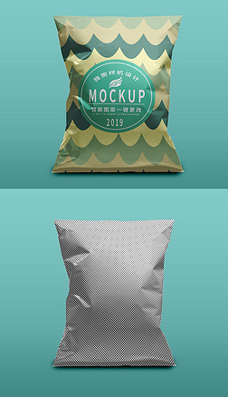 精致零食图片样机|膨化食品薯片零食塑料包装设计展示样机