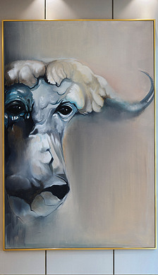 纯手绘抽象水牛油画艺术玄关