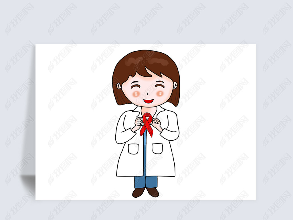 世界艾滋病日可爱女医生手捧红丝带