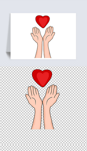 双手托着红色爱心公益手捧爱心插画