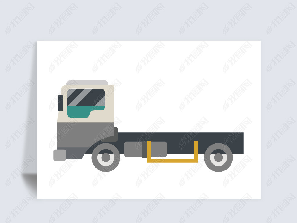 卡通大货车平板运输车卡车免抠元素设计素材