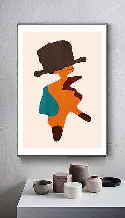 北欧抽象手绘色块肌理人物艺术客厅装饰画