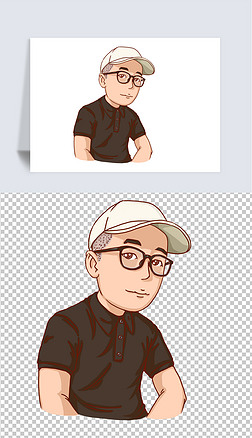 卡通手绘自信棒球帽男孩头像