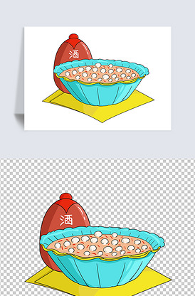原创酒酿汤圆圆子可爱素材矢量ai