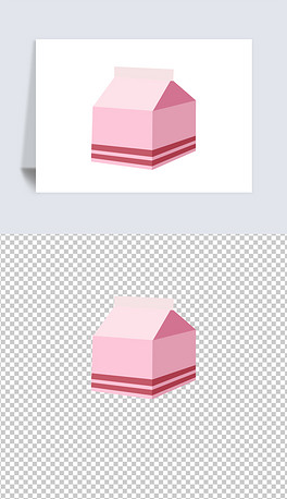 粉红色包装盒子免抠简笔画素材卡通牛奶盒蛋糕盒