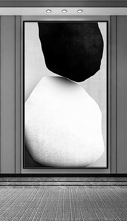 手绘黑白画轻奢北欧晶瓷画石来运转装饰画简约抽象画入户玄关画