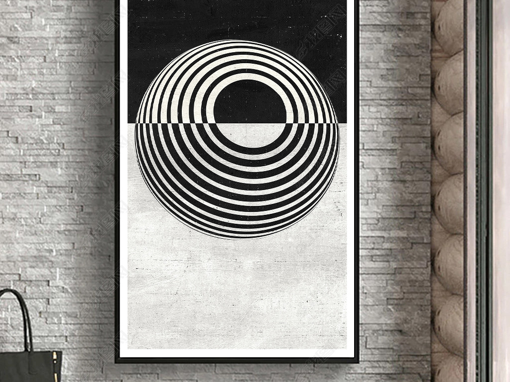 黑白简约抽象画轻奢北欧晶瓷画色块肌理几何装饰画入户玄关画