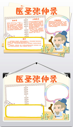 原创古代名人医圣张仲景手抄报版权可商用