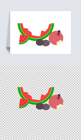 西瓜皮葡萄被吃了的苹果免抠素材水果皮湿垃圾图片