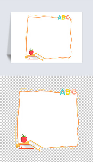 方形书本字母装饰卡通相框边框对画框素材