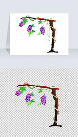 卡通手绘葡萄树png