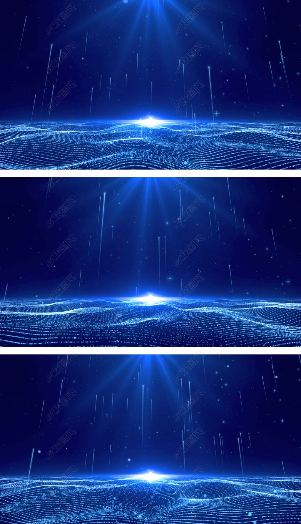 4K蓝色空间粒子舞台年会主题背景