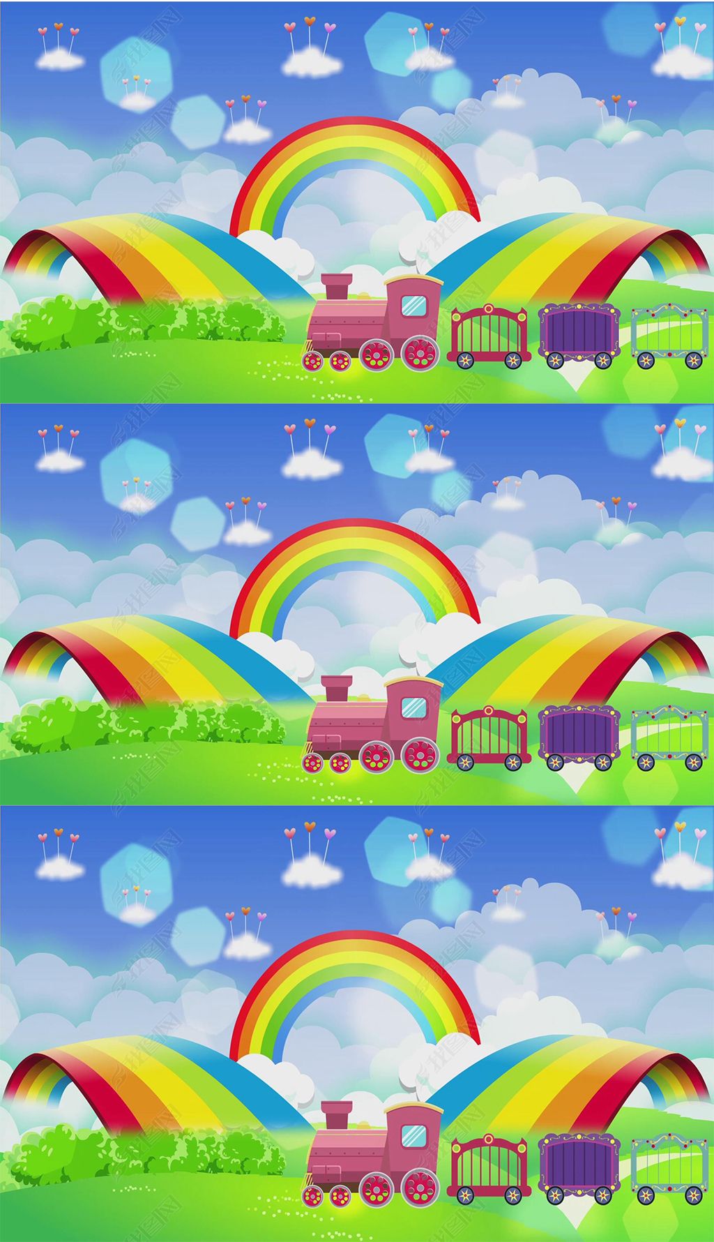 卡通彩虹小火车舞台led背景视频