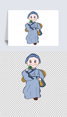 卡通可爱中医人物名医华佗张仲景李时珍元素