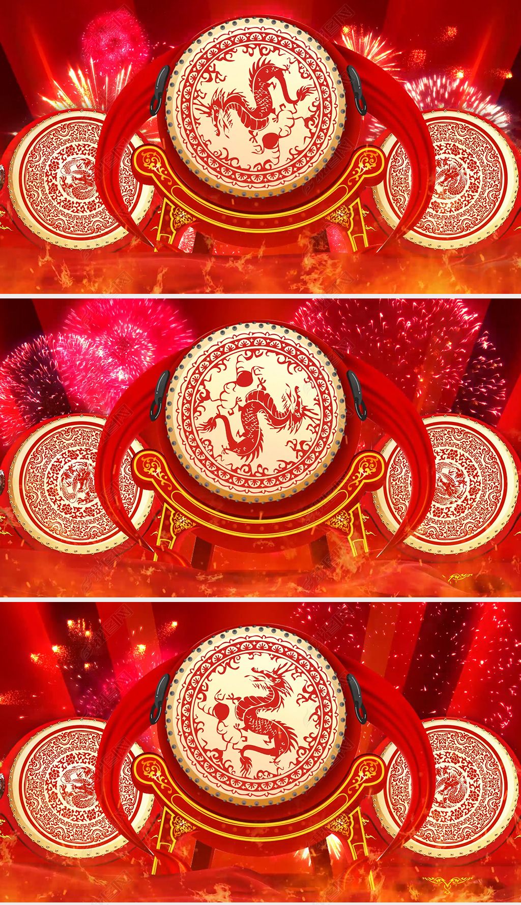 大气震撼火焰锣鼓舞龙鼓舞鼓舞led背景视频