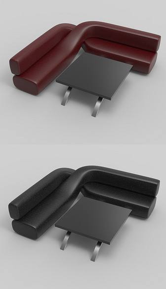 简易拐角沙发茶几犀牛3D模型
