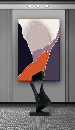 艺术玄关油画抽象画几何线条装饰画色块肌理装饰画轻奢晶瓷画
