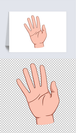 手五指免抠元素|卡通手语手势伍手势五