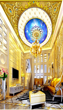 吊顶壁画图片_吊顶画图片素材_吊顶壁画效果图下载-我图网