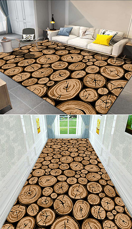 花纹图案-原创手绘3d木头年轮循环图走廊地板画花纹图案家居数码图案