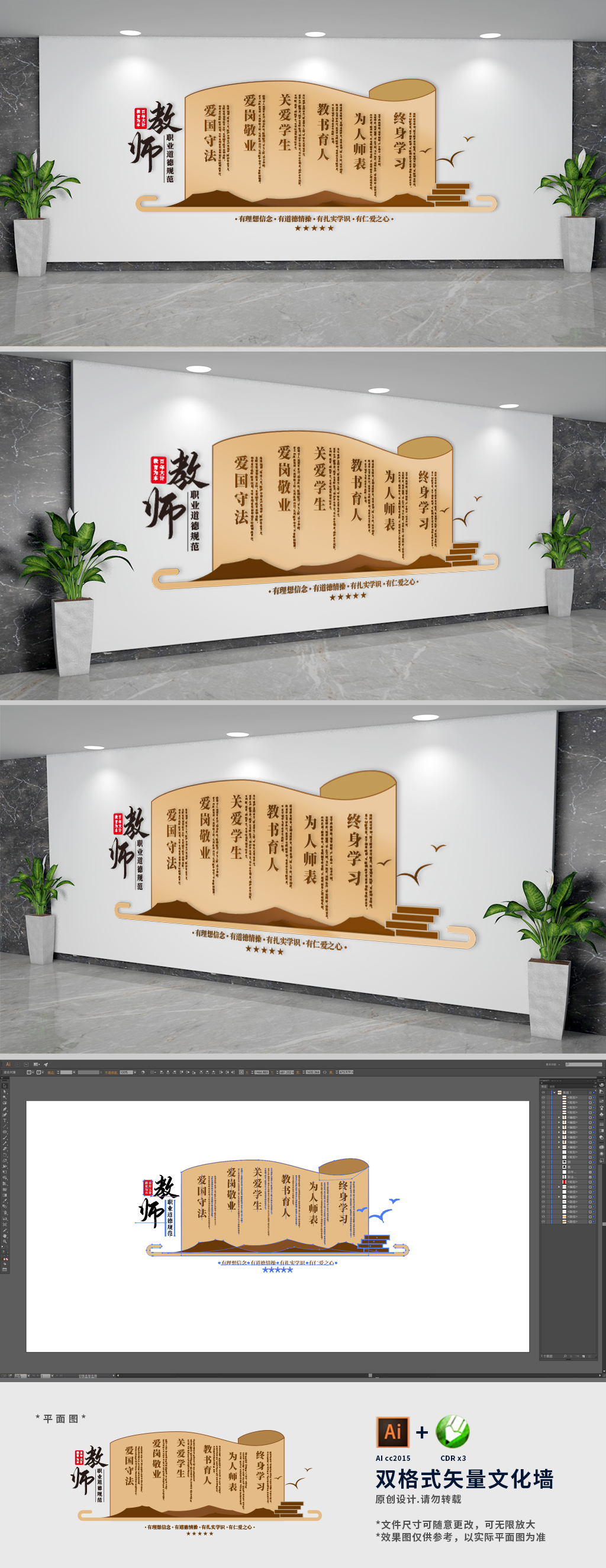 学校教师职业道德规范文化墙