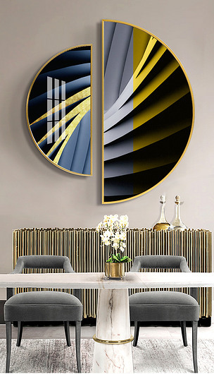 花纹图案后现代简约抽象创意几何金色组合圆形晶瓷花纹图案家居数码