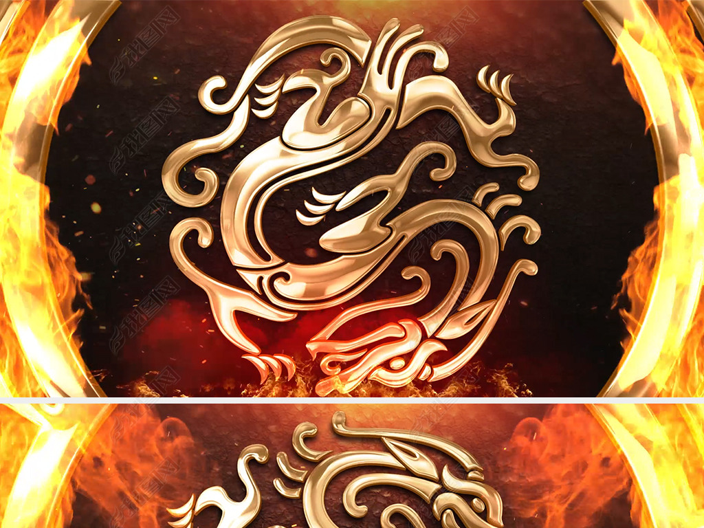 中国龙火焰龙龙图腾龙纹图案民族舞蹈背景视频