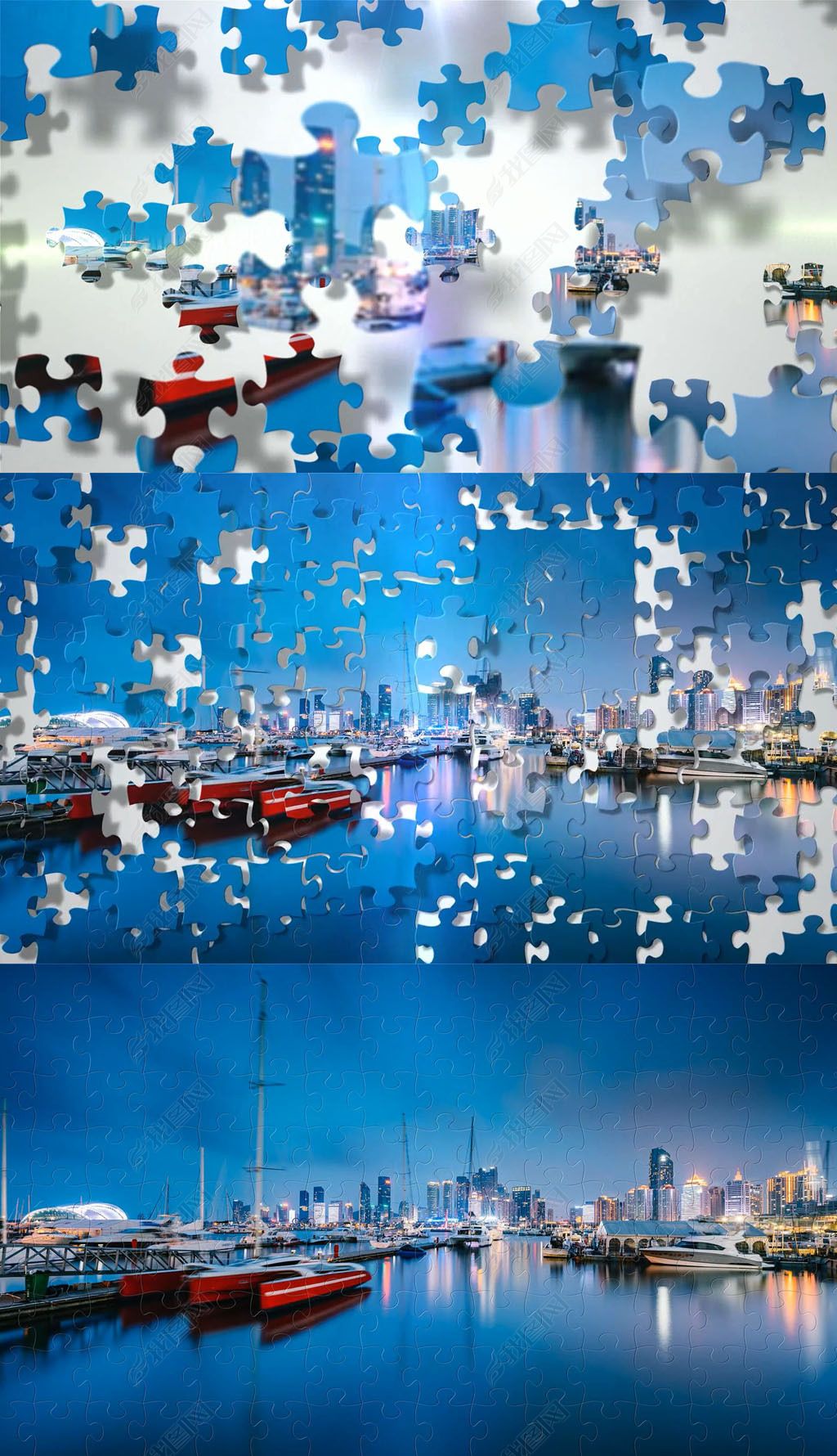 碎块拼图拼接成照片图片ae模板