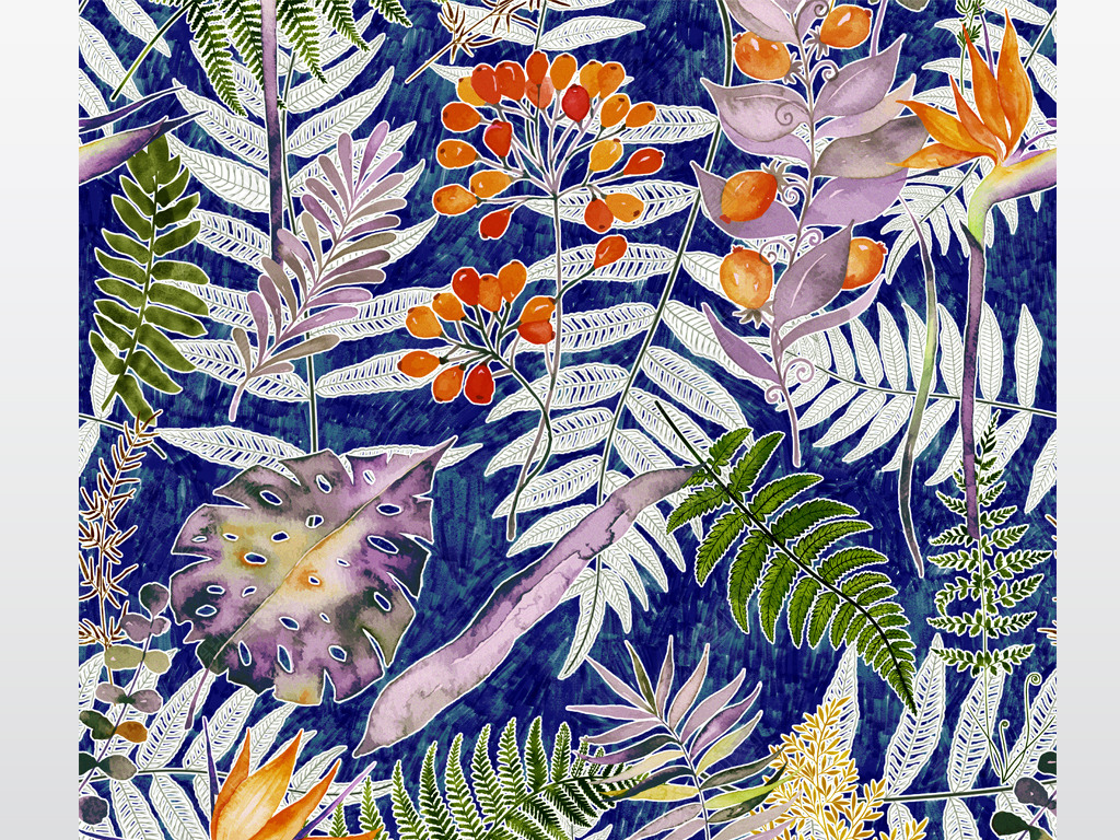 植物花卉组合图案印花