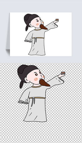 手绘诗仙李白插图元素