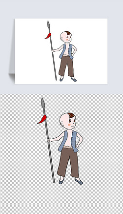 王二小卡通免抠元素|卡通手绘抗日小英雄张嘎王二小雨来缅怀先烈元素