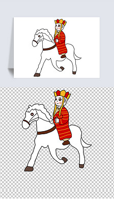 唐僧师徒免抠元素|手绘可爱西游记之骑白龙马的唐僧师傅