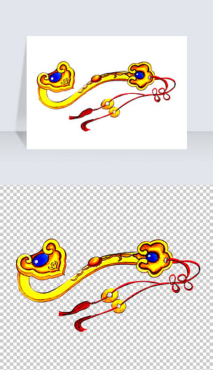 原创手绘古典中国风玉如意png版权可商用
