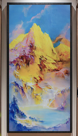 竖幅装饰油画玄关金山