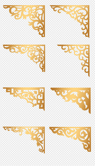 中式镂空雕花花纹边框png素材