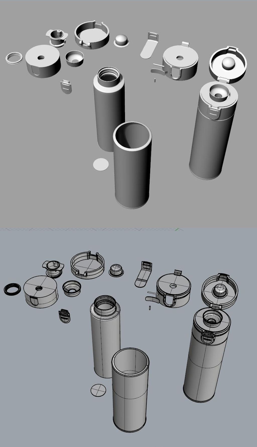 原创精细保温杯内部结构爆炸图犀牛模型3d模型obj模型版权可商用