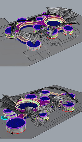 公共场所建筑购物中心参数化建筑犀牛模型